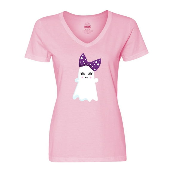 Inktastic Little Ghost, Cute Ghost, Ribbon, Halloween Women's V-Neck T-Shirt