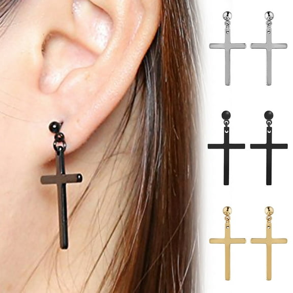 SmartBy Earring Unisex Lightweight Stainless Steel Cross Dangle Studs Earrings for Party