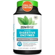 Zenwise Digestive Enzymes - Probiotic Multi Enzymes with Probiotics and Prebiotics for Digestive Health + Bloating Relief for Women and Men, Bromelain and More for Gut Health and Digestion - 60 Count