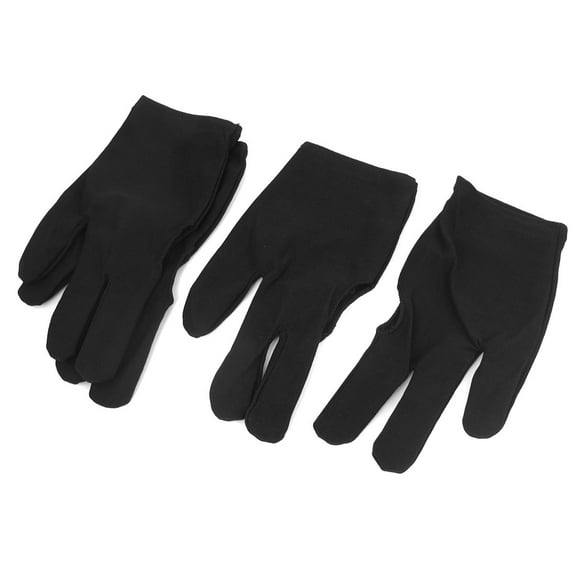 2 Pairs Black Stretch Sport Billiard 3 Fingers Gloves for Pool Cue