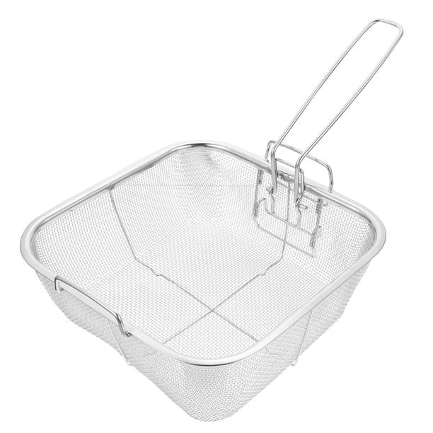 GOOHOCHY 1 cesta para freír papas fritas de cocina, duradera, de acero inoxidable, para papas fritas crujientes y drenaje de aceite.