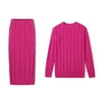 thumbnail image 2 of Women's Winter Chunky Cable Knit Long Skirt 2 Piece Outfit Sweater Sets Rose Red XL, 2 of 10