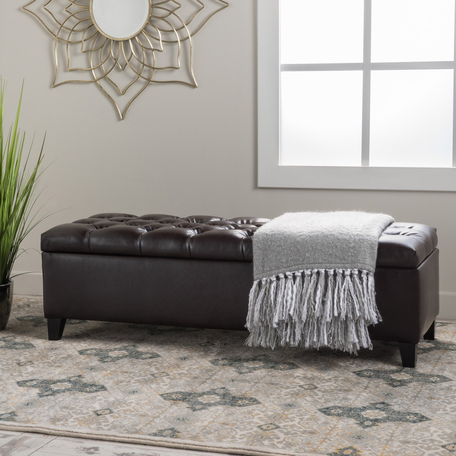 Oliver Leather Storage Indoor Bench - Walmart.com