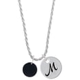 thumbnail image 1 of Delight Jewelry Acrylic 1/2" Disc Black Silvertone Script Initial Disc - M - Charm Necklace, 20"+3", 1 of 4
