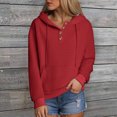 thumbnail image 2 of Towmus Half Button Womens Hoodies Waffle Knit Long Sleeve Drawstring Hooded Sweatshirts for Woman With Pocket, 2 of 5