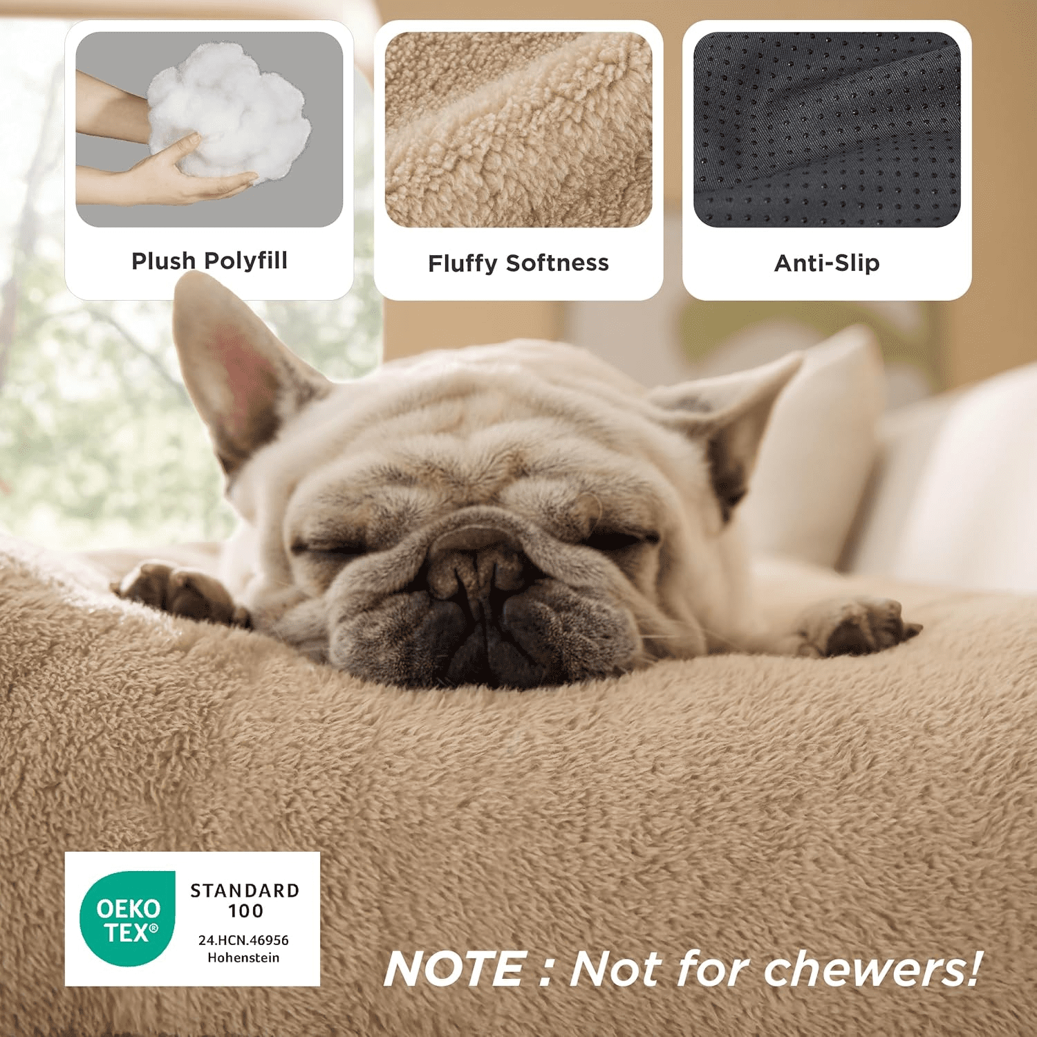 Katieovy Dog Bed for Large Dogs,Comfort Fluffy Plush Dog Cage Bed, 40"x26" Washable Dog Mat with Non-Slip Bottom for Dogs,Khaki