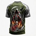 thumbnail image 3 of Hsovts Men's T Shirts Halloween Funny Pumpkin Printed Casual Comfortable Short Sleeve Crew Neck Tees Sports Leisure Activities Lightweight Breathable Men's Shirts Army Green M, 3 of 3