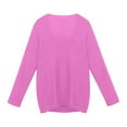 thumbnail image 5 of UJNDER Deep V Neck Waffle Long Sleeve Knit Sweater Loose Fit for Women Casual Pullover Top Pink S, 5 of 5