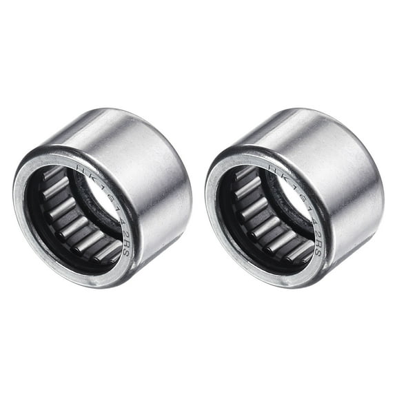 Uxcell 2 Pack Needle Roller Bearings, HK1614 Bore 16mm OD 22mm 14mm Width Steel Track Roller Bearings Open End for Mower, Lawn Tractor, Automotive