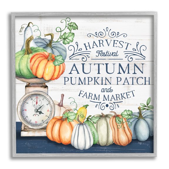 Stupell Industries Autumn Harvest Festival Holiday Painting Gray Framed Art Print Wall Art, 17 x 17