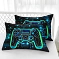 thumbnail image 6 of Boys Gaming Fitted Sheet Set Twin Size,Green Gamepad Printed Kids Bedding Set 3Pcs,3D Video Game Controller Fitted Sheet with 2 Pillowcases, 6 of 7