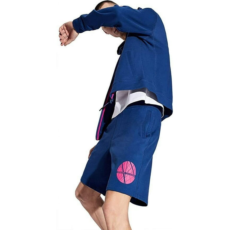 AX Armani Exchange Men s Fleece Circle Neon Logo Jogger Shorts in Blue Size M Walmart