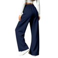 thumbnail image 4 of Wide Leg Sweatpants Women Fall Winter Mid Weight Solid Color Elastic High Waist Straight Leg Casual Pants with Pockets, 4 of 8