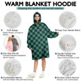 thumbnail image 5 of Teal and Black Checkerboard Pattern Wearable Oversized Blanket,Wearable Blanket Hoodie for Adults,Cozy Hooded Blankets with Super Pockets,Super Warm Fuzzy Pullover for Women & Men, 5 of 6