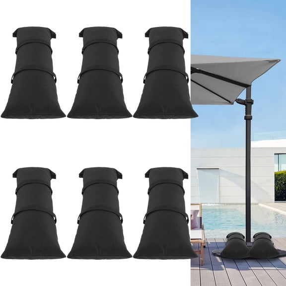 6Pcs Oxford Cloth Arched Sand Bags With Straps Weatherproof Fillable Outdoor Furniture Sandbags Tear Resistant Umbrella Base Weight Bags for Outdoor Patio