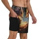 thumbnail image 2 of Balery Red And Gray Flame Fox Bañador para hombre, shorts de playa de secado rápido con entrepierna y forro de compresión-X-Large, 2 of 6