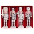 thumbnail image 1 of KLKCMS Set of 4 Wooden Christmas Nutcracker Handcrafted Sturdy for Table Display Lightweight Xmas Gift Collection Desktop Decoration Silver 12cm, 1 of 9