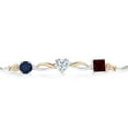 thumbnail image 2 of 925 Silver and 10K Yellow Gold Blue Sapphire Near Colorless White Moissanite Red Garnet and Lab Grown Diamond Tennis Bracelet for Women By Keren Hanan (2.32 cttw, Adjustable up To 9 inch), 2 of 4