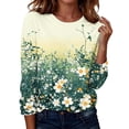 thumbnail image 3 of Noric Women Long Sleeve T-Shirt Loose Fit Casual Crew Neck Floral Print Fashion All Season Pullover Tops S-5XL, 3 of 8