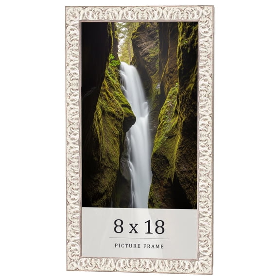 8x18 Frame White Real Wood Picture Frame Width 1.5 inches | Interior Frame Depth 0.5 inches |