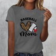 thumbnail image 2 of WREESH Women's Baseball Heart T-Shirts Short Sleeve Round Neck Graphic Tops Gray, 2 of 4