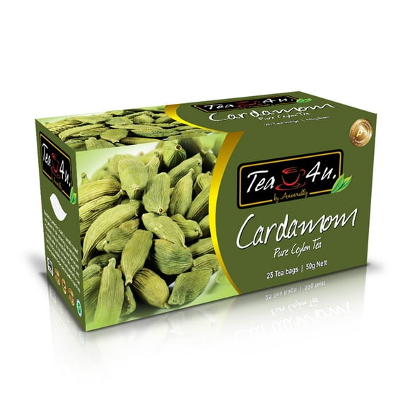 Tea4U Cardamom Flavored Black Ceylon Tea Bags, Expertly Blended from Sri Lanka’s Finest Leaves- 25 Count