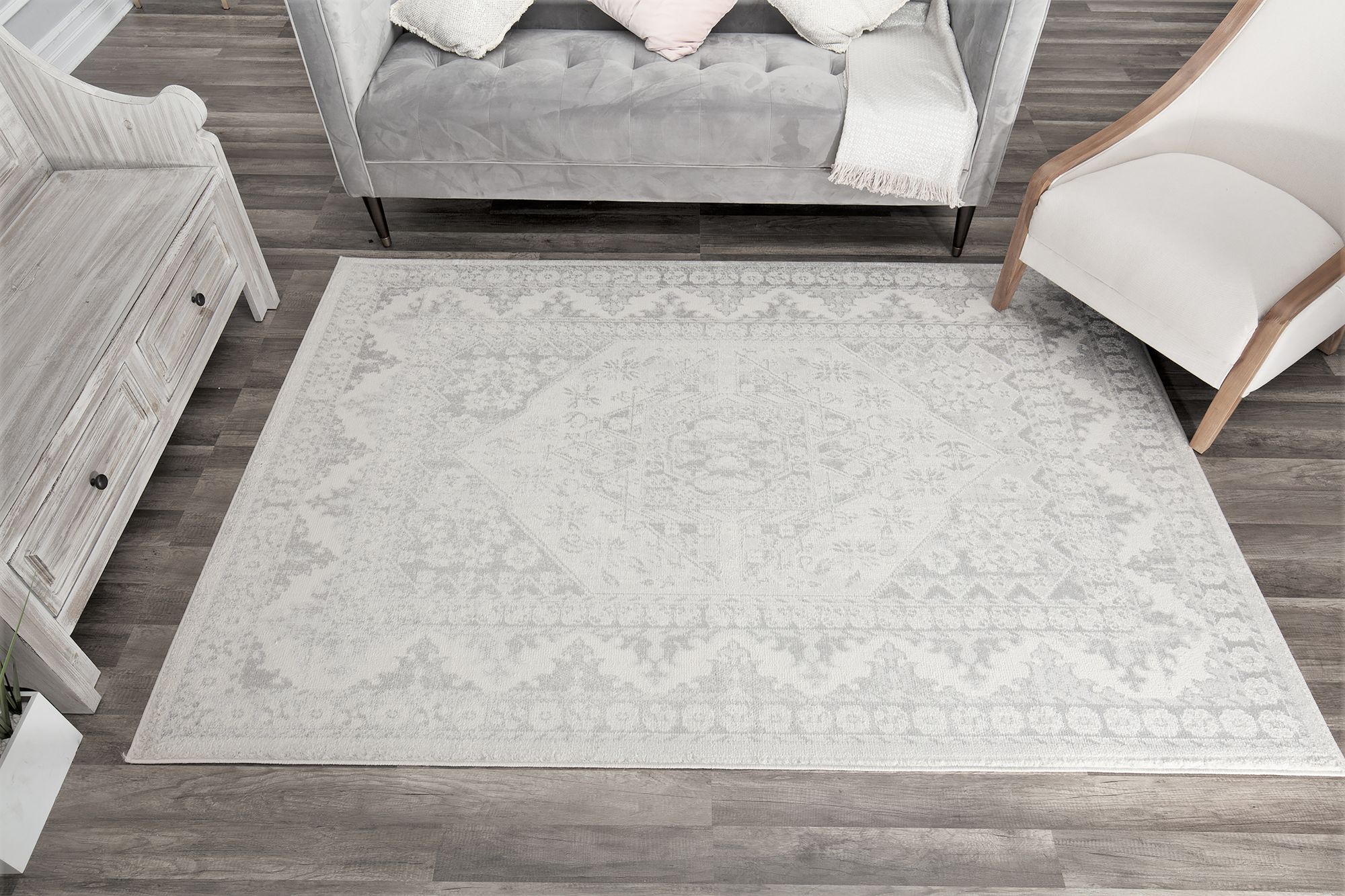 Rugs America Gallagher GL30A Grey Mist Vintage Transitional Area Rug, 8'x10'
