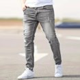 thumbnail image 5 of Yifymode Men's Slim Fit Skinny Jeans Distressed Moto Biker Denim Pants Hip Hop Stretch Straight Leg Flex Waist,Gray 2XL, 5 of 6
