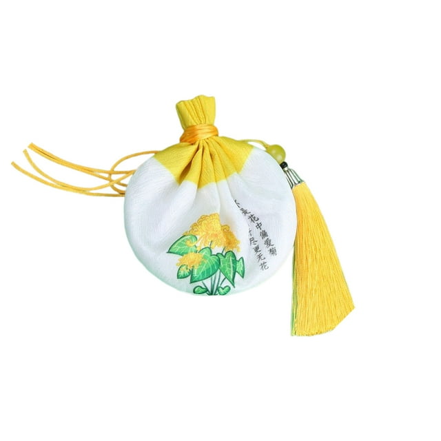 Sonducket Sachet Bag Vintage estilo chino portátil cuello colgante fragancia bolsas con borla bolsa fiesta Favor bolsillo decorativo Ropa, zapatos y accesorios Miscelánea Amarillo