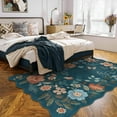 thumbnail image 3 of Moynesa 8'x10' Floral Washable Area Rugs, 8x10ft Soft Bedroom Large Rug for Living Room Ultra-Thin Non Slip Dining Room Rug, Stain Resistant Boho Rugs Easy Clean Throw Carpet for Office,Blue, 3 of 8