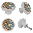 thumbnail image 4 of PhooArto Pizza and Skull Pattern 4 PCS Crystal Glass Cabinet Knobs, Drawer Kitchen Cabinets Dresser Cupboard Wardrobe Pulls Handle - Glowing in the Dark, 4 of 7