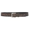 thumbnail image 2 of Snap On 1 1/2" Soft Hand Vintage Cowhide Full Grain Leather Floral Embossed Rivet Studded Casual Belt, 2 of 3