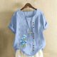thumbnail image 2 of Túnica de Manga Corta Tops para las Mujeres Océano Pescado Impreso Blusa, Ropa Casual Ver Botón Arriba Camiseta, 2 of 4