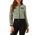thumbnail image 1 of CHAQUETA DE TWEED PARA MUJER CON CUELLO REDONDO Y CIERRE DE BOTONES DE LARGA MANGA M VERDE, 1 of 6