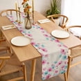thumbnail image 3 of Blue Pink Flowers Table Runner 70 Inches Long Farmhouse Dress Scarves, Spring Garden Floral Rustic Burlap Dining Tablerunner for Coffee Table/Kitchen Island/Party Décor, 13" x 70", 3 of 8