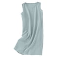 thumbnail image 2 of Dresses for Women Fashion Summer Solid Casual Round Neck Sleeveless Mini Dress Green L, 2 of 6