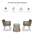 thumbnail image 4 of 3-Piece Wicker Patio Furniture Set - Grey Rattan Bistro Set with Cushions | Outdoor Conversation Set for Porch, Balcony & Garden | Steel Frame & Glass Table, 4 of 7