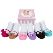 Baby Emporio-Baby girl socks that look like Mary Jane shoes-6 pr-cotton-satin bows-gift box-12-24 Months -FESTIVES