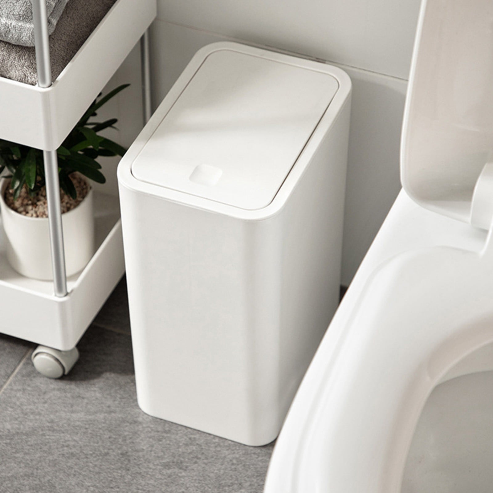 Clearance! Under $20 Small Trash Can with Lid Bathroom Garbage Can with Up Lid 13In Plastic Trash Waste Basket for Kitchen Bedroom Narrow Space