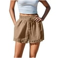 thumbnail image 2 of Byworldtasic Womens Shorts Womens Y2K High Waisted Linen Dressy Casual Pleated Wide Leg Summer Shorts with Elastic Waist, 2 of 7