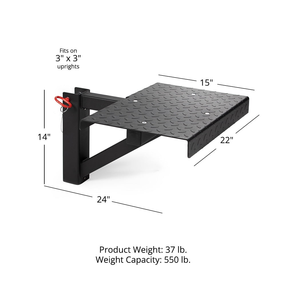 Titan Fitness X-3 Series Rack Mounted Step-Up Platform, 22" x 15" Diamond Plate Steel Step, Adjustable Power Rack Attachment for Step-Ups, Plyometrics & Strength Training, 550 LB Capacity