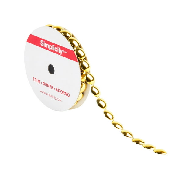 Simplicity Trim, Gold 10 mm Round Dome Trim Great for Apparel, Home Decorating, and Crafts, 1 Yard, 1 Each