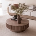 thumbnail image 5 of Kevinplus 39.37" Round Coffee Table with Storage Solid Wood Veneered Modern Tea Table for Living Room, Bedroom, Apartment,Walnut, 5 of 6
