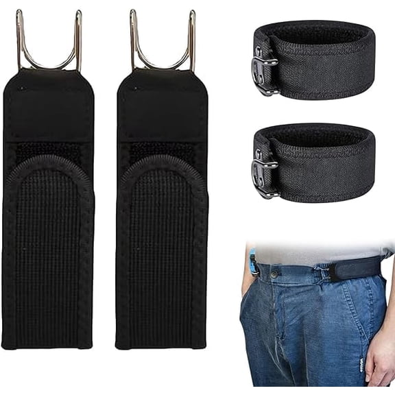 No Buckle Belts For Men, Adjustable Belt Accessory, Buckless Belts for Men Metal Hook Elastic Belt for Work(RL Black 2 PCS)