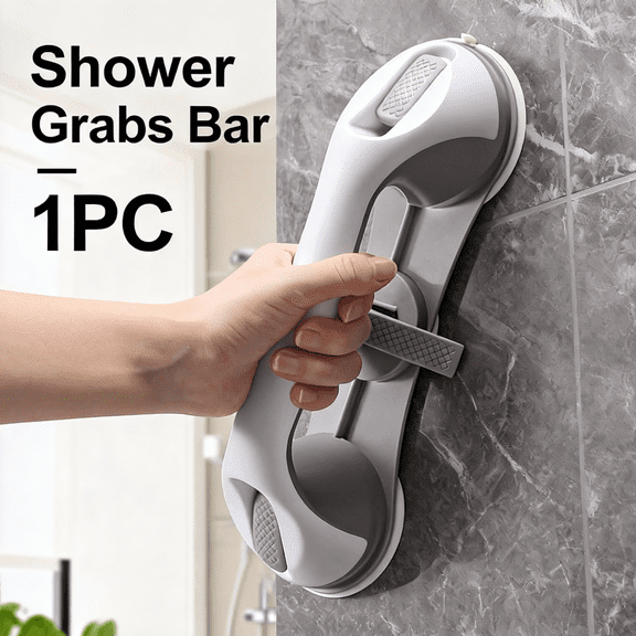 Suction Cup Bathroom Safety Bar - Heavy Duty Grab Handle for Shower & Bathtub with Secure Locking Mechanism, Non-Slip Surface, 240lb Support - Easy Install for Elderly & Disabled
