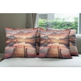 thumbnail image 2 of Ambesonne Lake Throw Pillow Cover Pack of 4, Mesmerizing Sunset Mountains, 4 Pcs-20" x 20", Salmon Purple Grey, 2 of 5