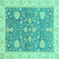 thumbnail image 1 of Ahgly Company Indoor Square Oriental Turquoise Blue Traditional Area Rugs, 5' Square, 1 of 4