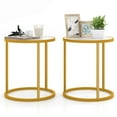 thumbnail image 1 of Gymax 2PCS Sintered Stone Top Round Side Table 16''x16'' End Table w/ Golden Metal Frame Gold, 1 of 10