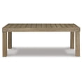 thumbnail image 2 of 48 Inch Cocktail Coffee Table Natural Brown Wood Slatted Style Surface, 2 of 5