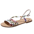 thumbnail image 2 of Sandalias planas romanas con estampado de flores de leopardo minimalistas a la moda para mujer Wmkox8yii  shjk7381, 2 of 9